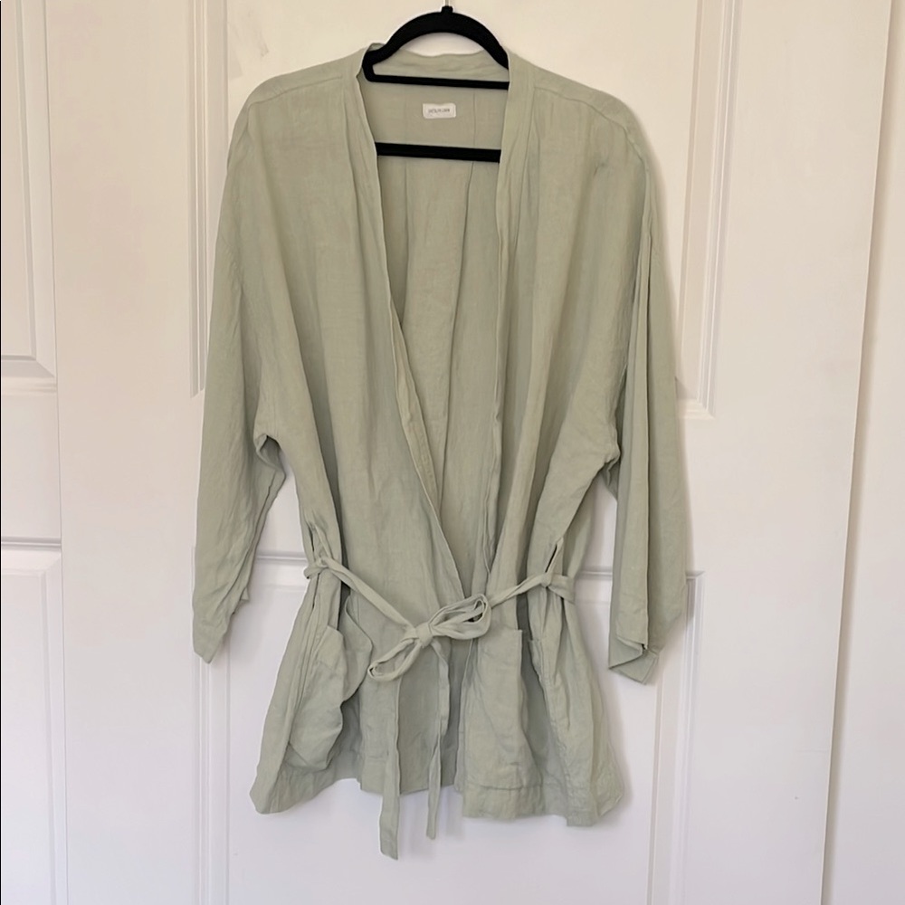 Dress Me Linen Seafoam Wrap Jacket Large